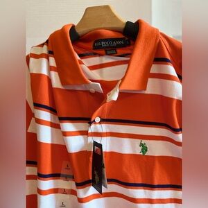 U.S. Polo Assn. Orange Striped Polo Shirt